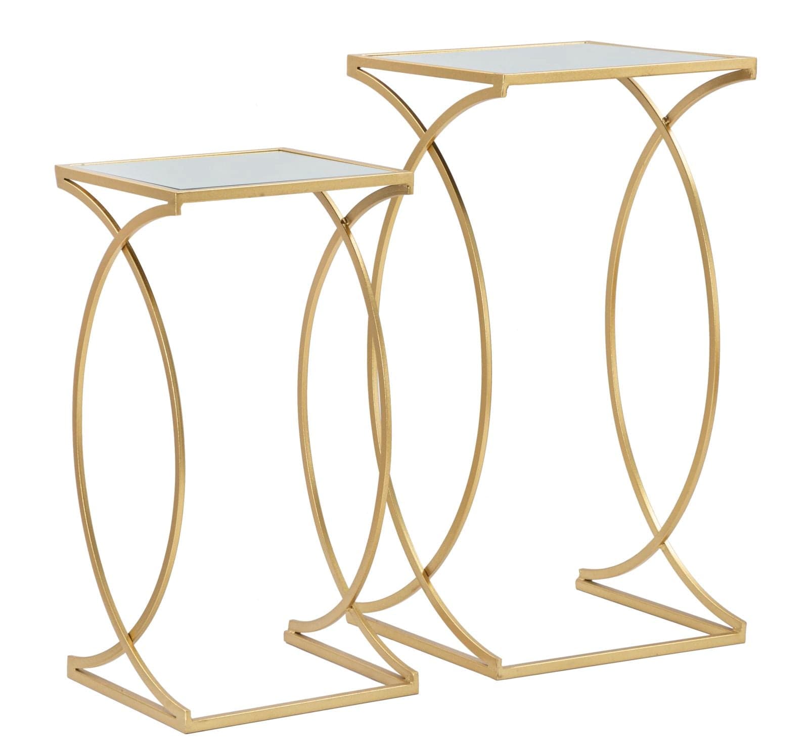 Tavolinetto porta telefono struttura in ferro color oro e vetro per interni set da 2 in Console e tavoli da divano Decor Space - Altamura, commercioVirtuoso.it