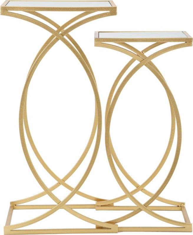 Tavolinetto porta telefono struttura in ferro color oro e vetro per interni set da 2 in Console e tavoli da divano Decor Space - Altamura, commercioVirtuoso.it