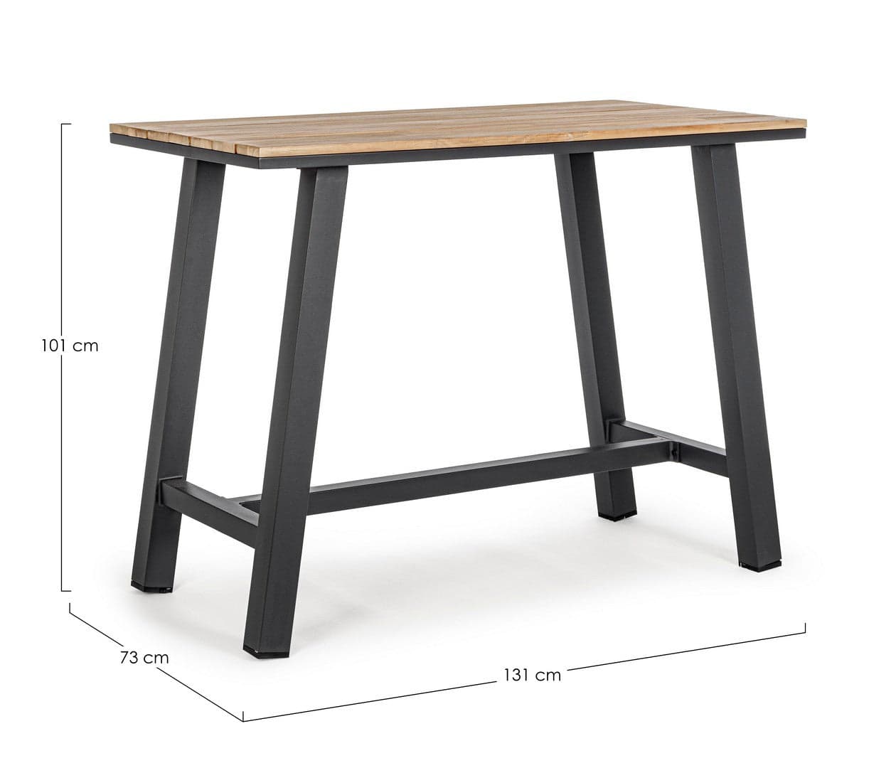 Tavolino "Skipper" con struttura in alluminio, piano con doghe, 131 x 73 cm in Tavoli standard Decor Space - Altamura, commercioVirtuoso.it