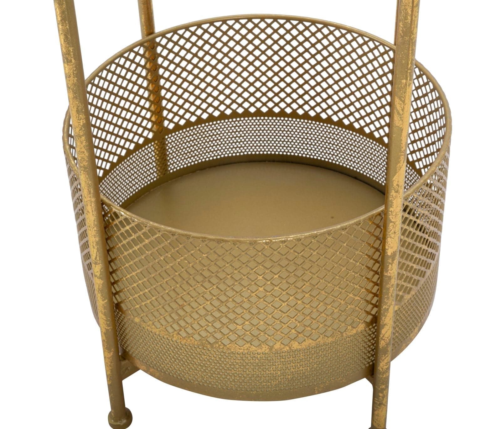 Tavolinetto basket struttura in metallo color oro ripiano marmo per interni in Console e tavoli da divano Decor Space - Altamura, commercioVirtuoso.it