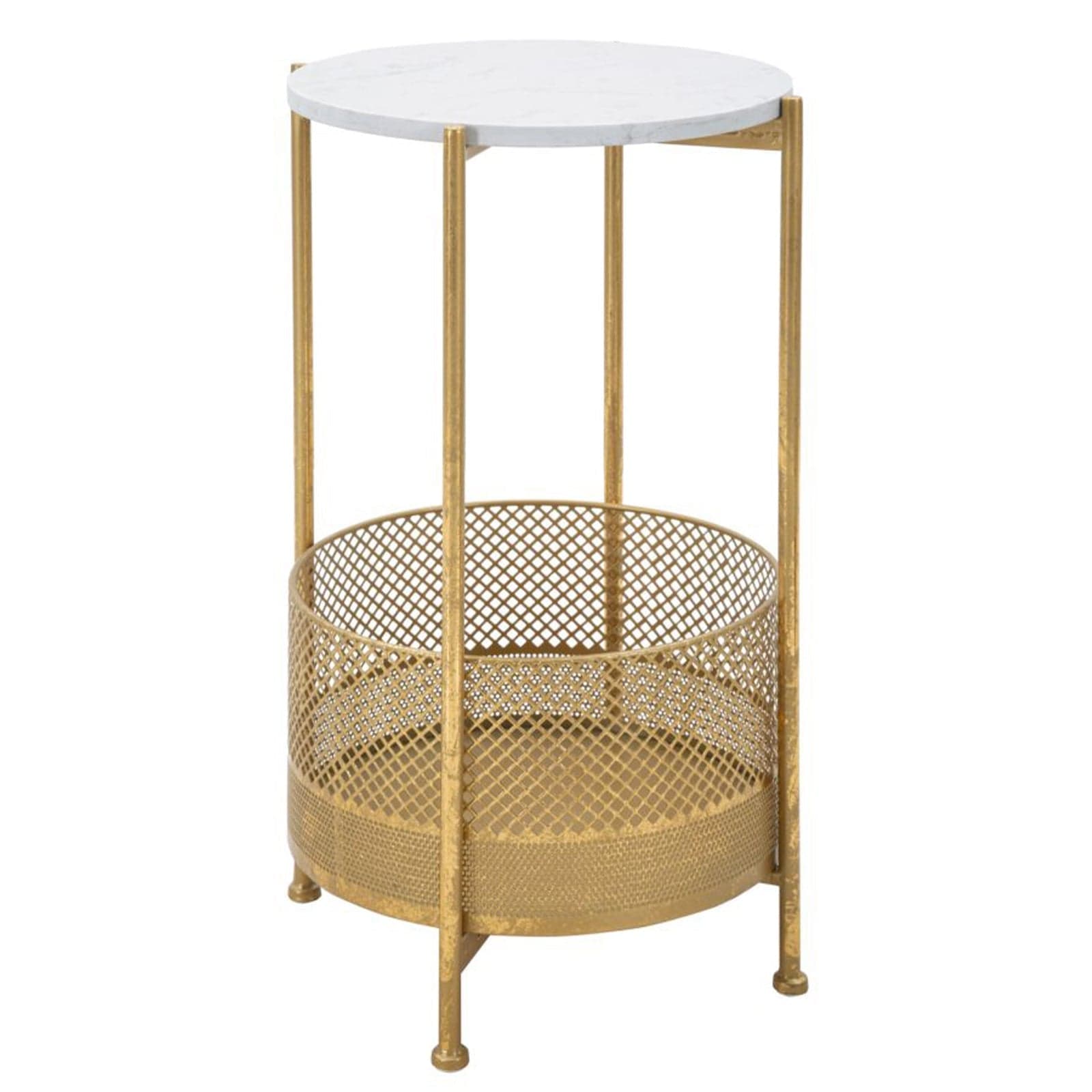 Tavolinetto basket struttura in metallo color oro ripiano marmo per interni in Console e tavoli da divano Decor Space - Altamura, commercioVirtuoso.it