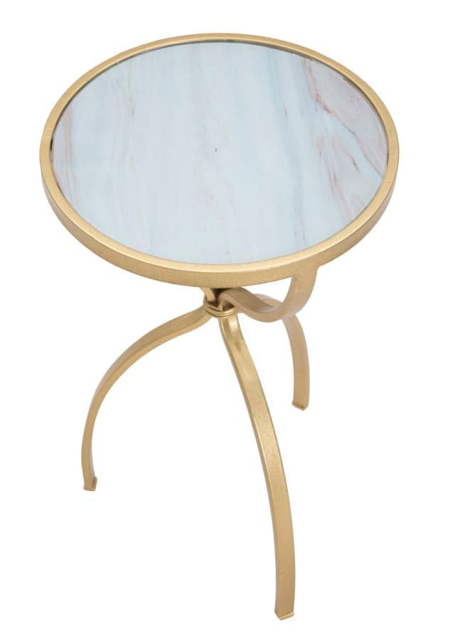 Tavolinetto tondo in metallo color oro ripiano in vetro per interni in Console e tavoli da divano Decor Space - Altamura, commercioVirtuoso.it
