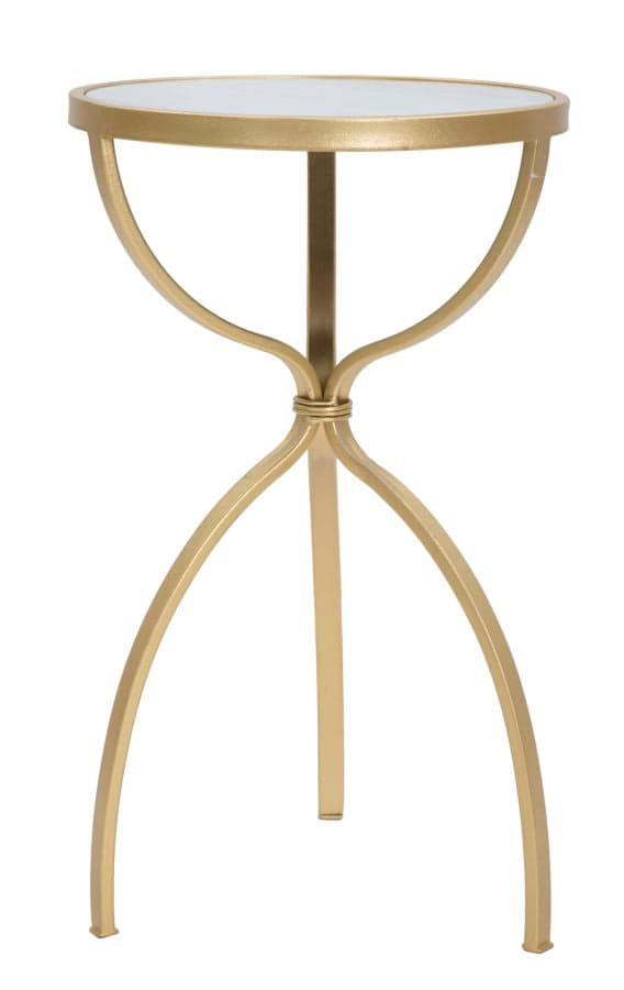 Tavolinetto tondo in metallo color oro ripiano in vetro per interni in Console e tavoli da divano Decor Space - Altamura, commercioVirtuoso.it