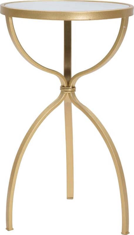 Tavolinetto-tondo-in-metallo-color-oro-ripiano-in-vetro-per-interni