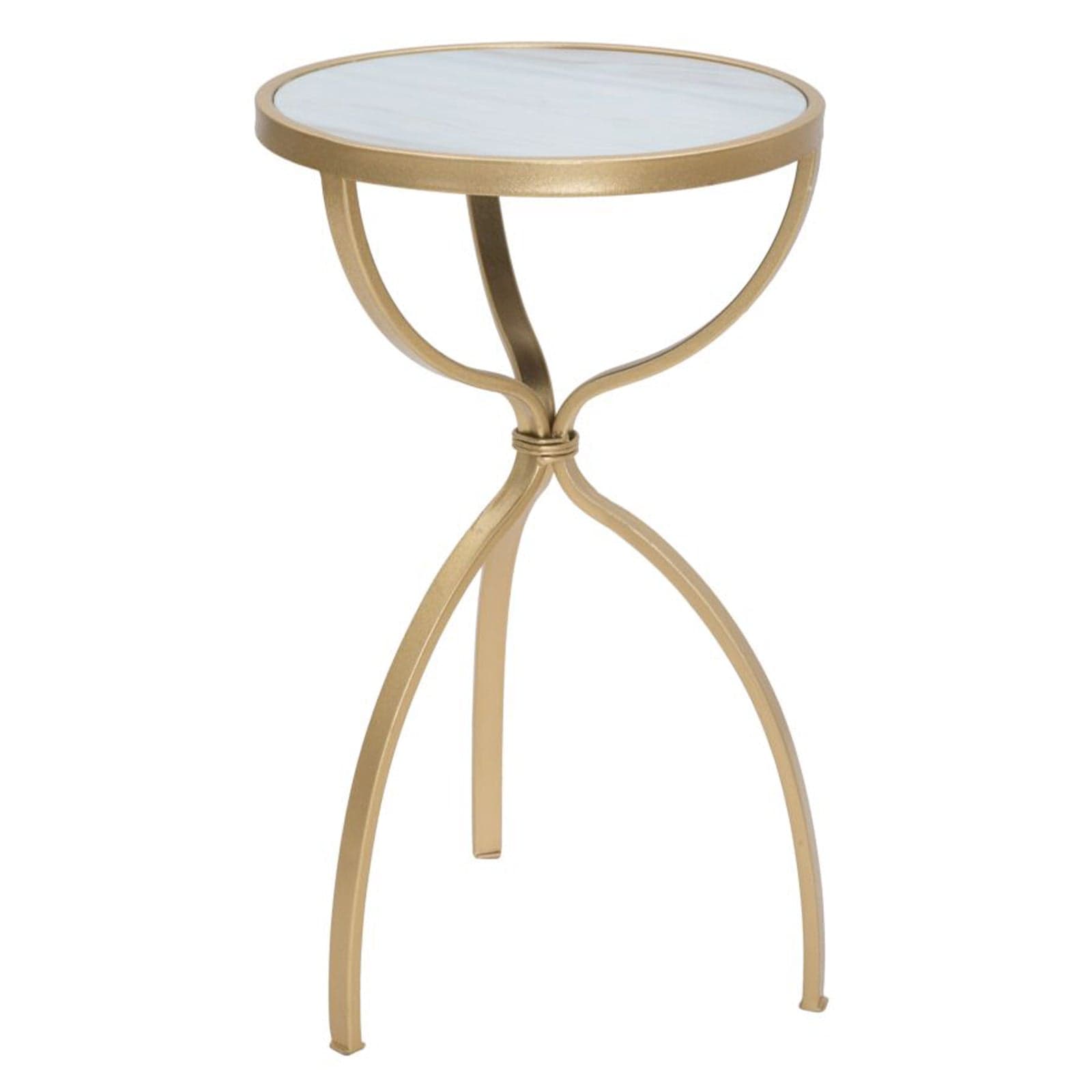 Tavolinetto tondo in metallo color oro ripiano in vetro per interni in Console e tavoli da divano Decor Space - Altamura, commercioVirtuoso.it