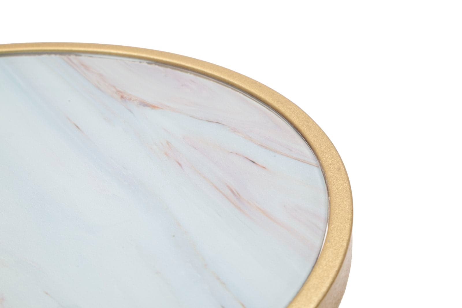 Tavolinetto tondo in metallo color oro ripiano in vetro per interni in Console e tavoli da divano Decor Space - Altamura, commercioVirtuoso.it