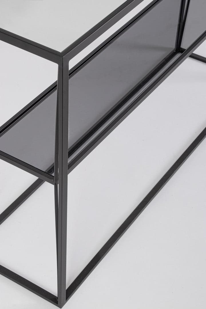 Consolle "Hydra" con struttura in acciaio, piani in vetro, da 120 x 32 x 75h cm in Credenze Decor Space - Altamura, commercioVirtuoso.it