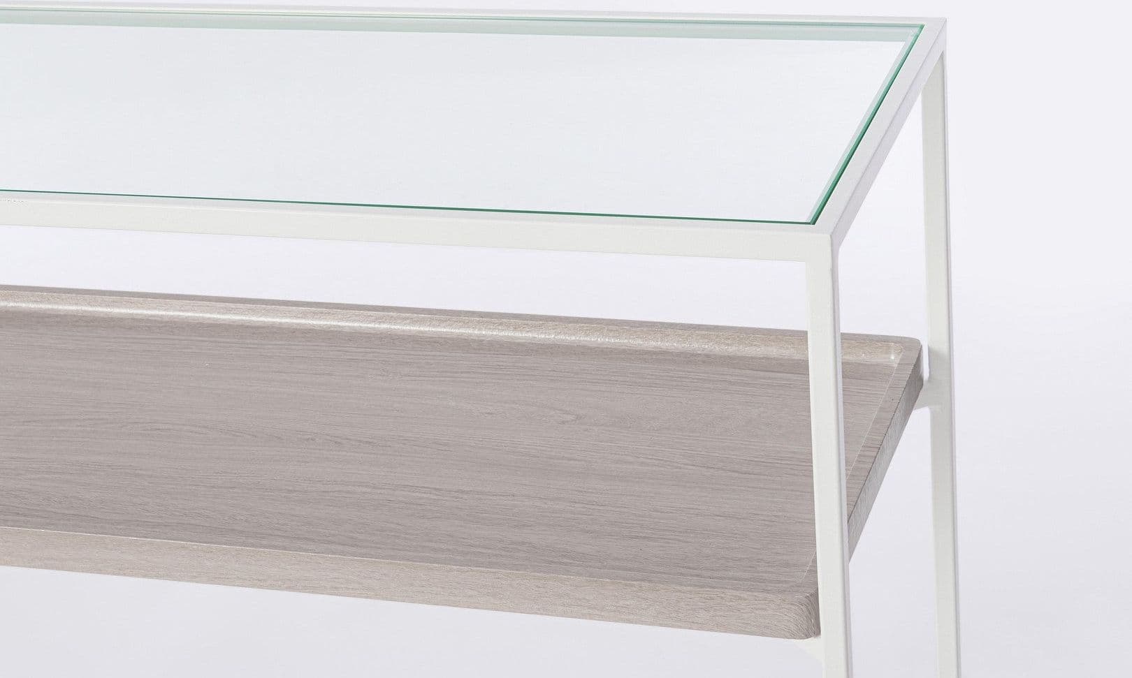 Consolle "Laurel" con struttura in acciaio, piano in vetro, da 120 x 30 x 75h cm in Credenze Decor Space - Altamura, commercioVirtuoso.it