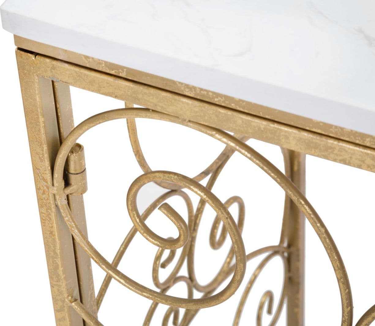 Console "Spiral" struttura in metallo color oro ripiano in vetro per interni in Credenze Decor Space - Altamura, commercioVirtuoso.it