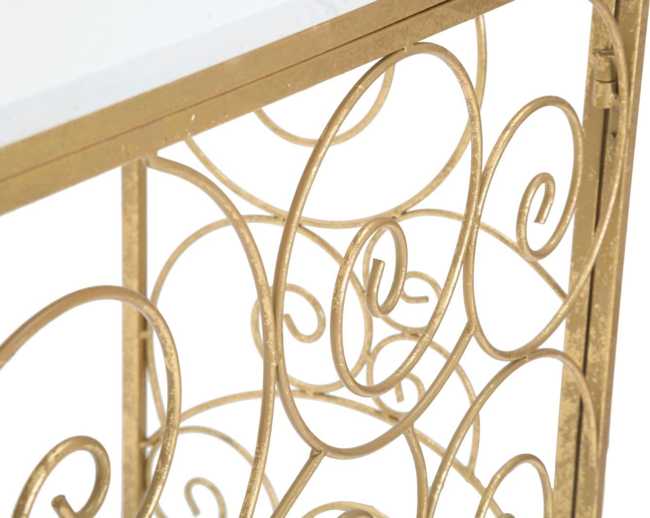 Console "Spiral" struttura in metallo color oro ripiano in vetro per interni in Credenze Decor Space - Altamura, commercioVirtuoso.it