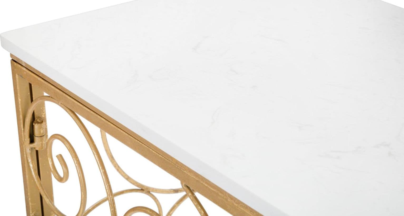 Console "Spiral" struttura in metallo color oro ripiano in vetro per interni in Credenze Decor Space - Altamura, commercioVirtuoso.it