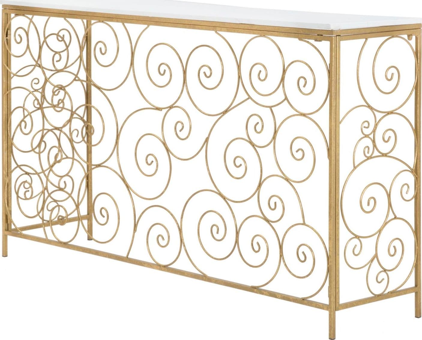 Console "Spiral" struttura in metallo color oro ripiano in vetro per interni in Credenze Decor Space - Altamura, commercioVirtuoso.it