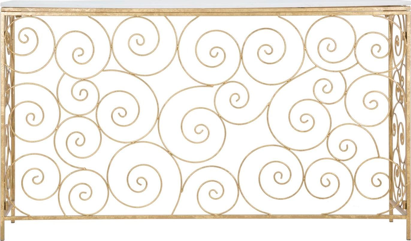 Console "Spiral" struttura in metallo color oro ripiano in vetro per interni in Credenze Decor Space - Altamura, commercioVirtuoso.it