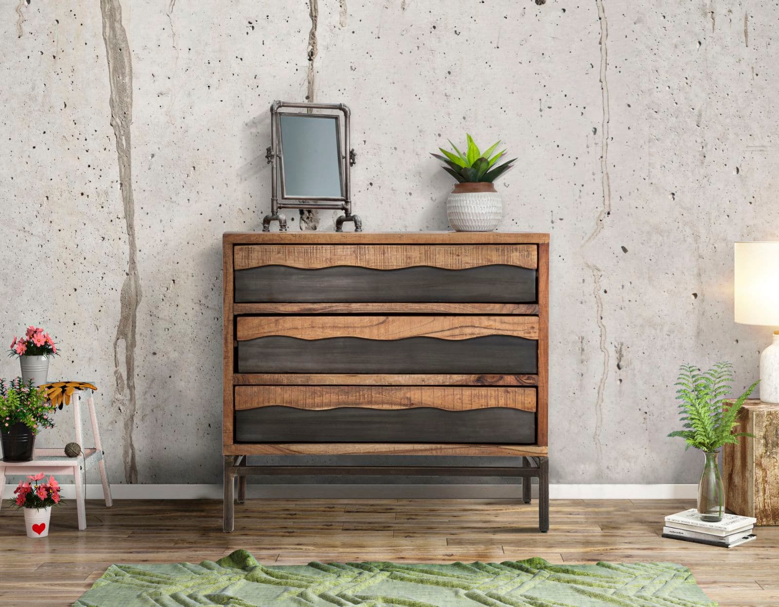 Comò "Yellowstone" struttura in legno di acacia e metallo per interni in Cassettiere Decor Space - Altamura, commercioVirtuoso.it