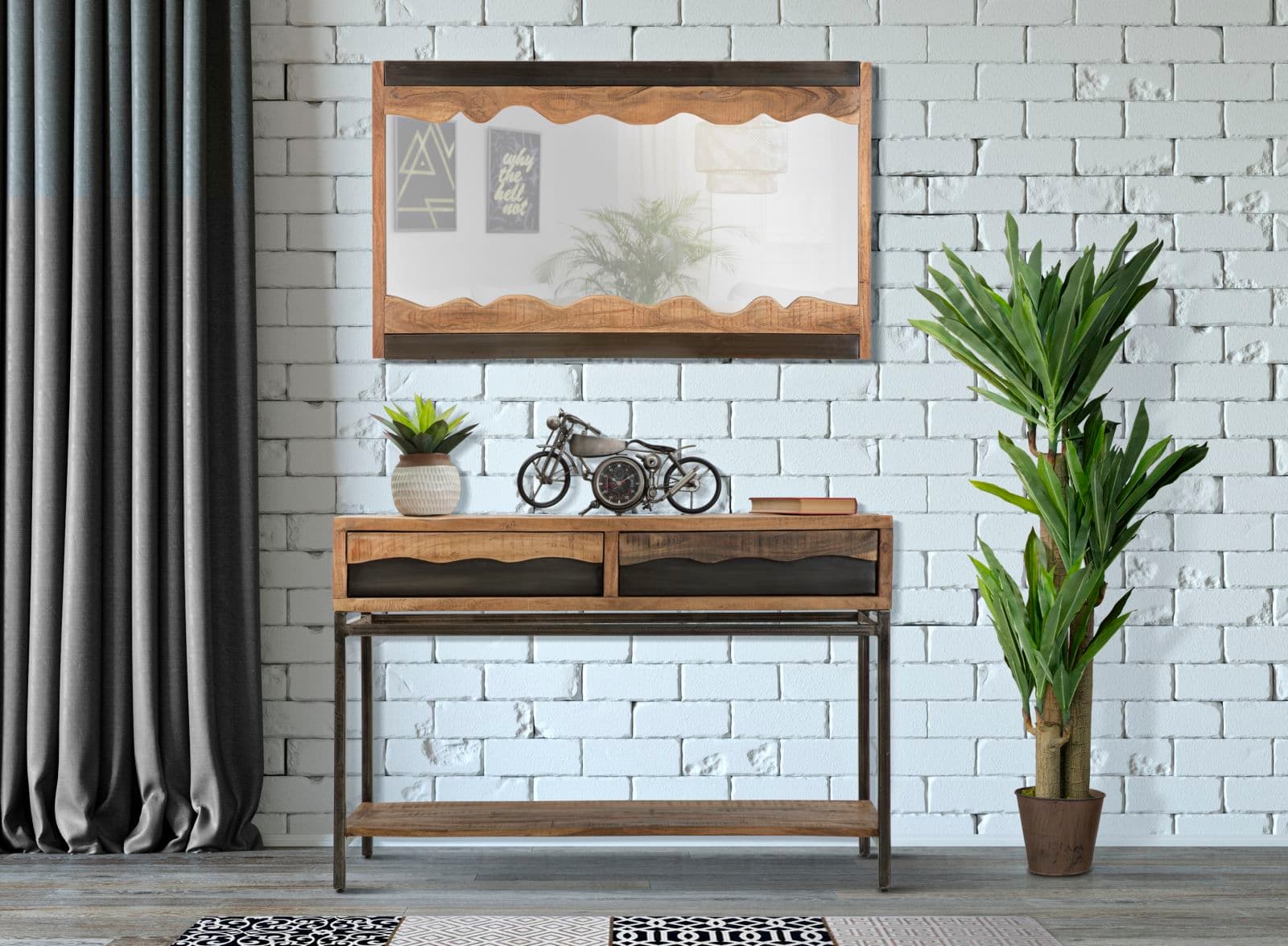 Console "Yellowstone" struttura in legno di acacia e metallo per interni in Credenze Decor Space - Altamura, commercioVirtuoso.it