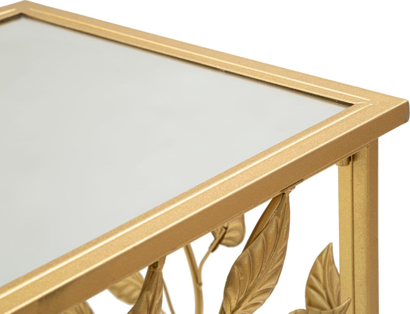 Console-albero-struttura-in-metallo-e-legno-MDF-con-ripiano-in-vetro-per-interni