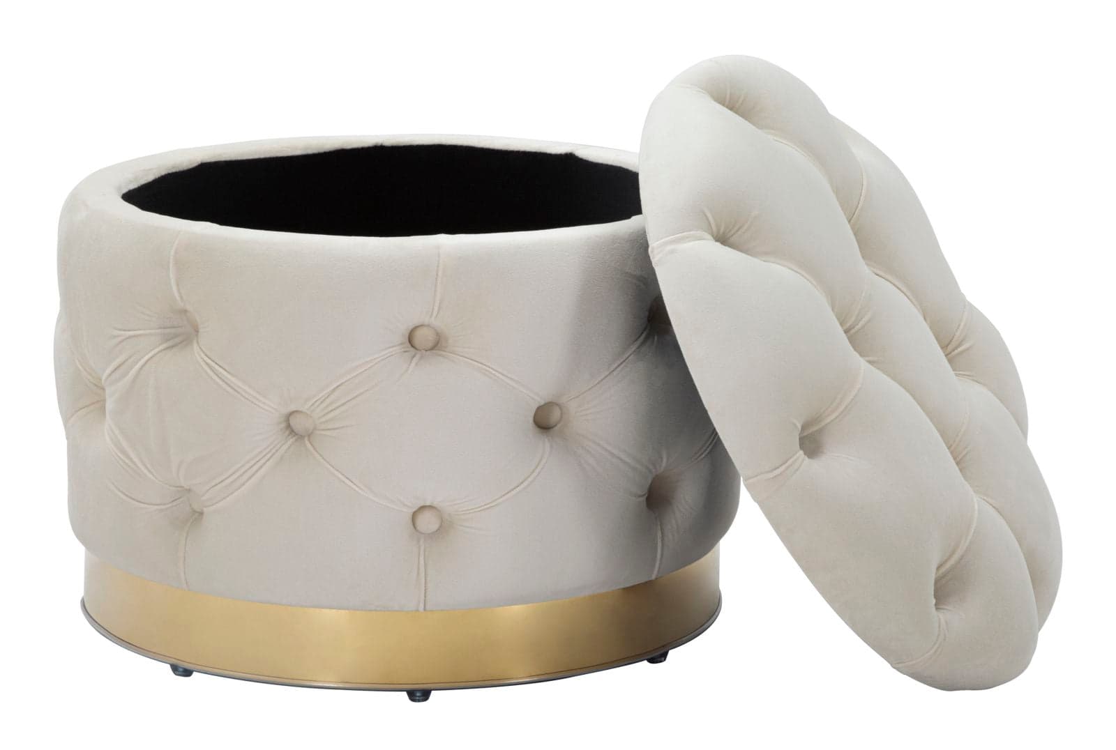 Puff "Shell" rotondo in poliestere con contenitore per interni in Ottomane e poggiapiedi Decor Space - Altamura, commercioVirtuoso.it