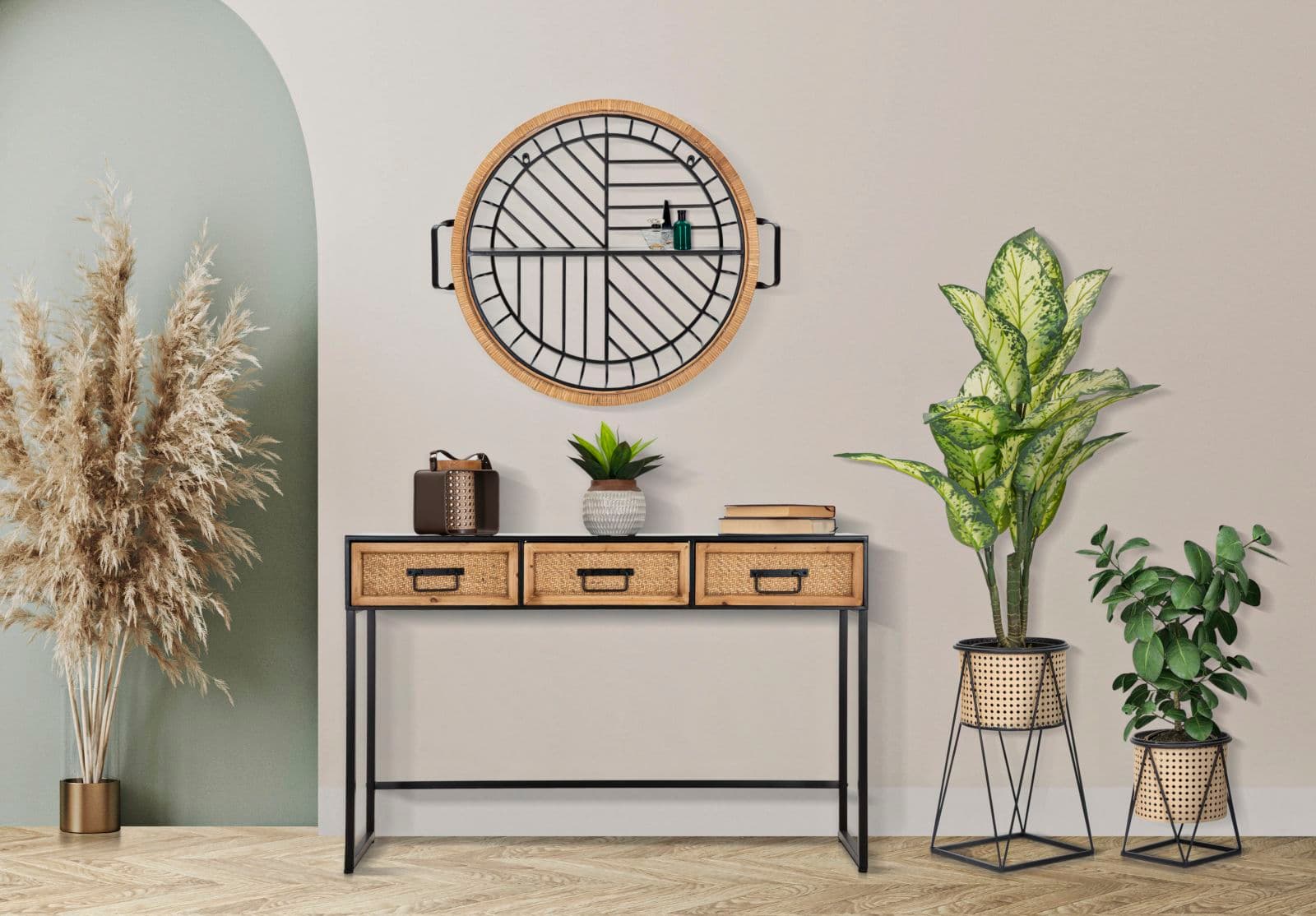 Console "Hanoi" struttura in metallo e legno MDF per interni in Credenze Decor Space - Altamura, commercioVirtuoso.it