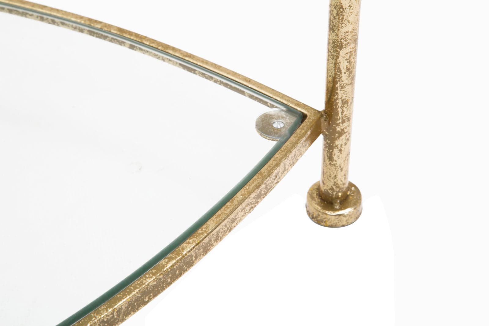 Comodino con 2 ripiani struttura in metallo color oro e vetro per interni in Console e tavoli da divano Decor Space - Altamura, commercioVirtuoso.it