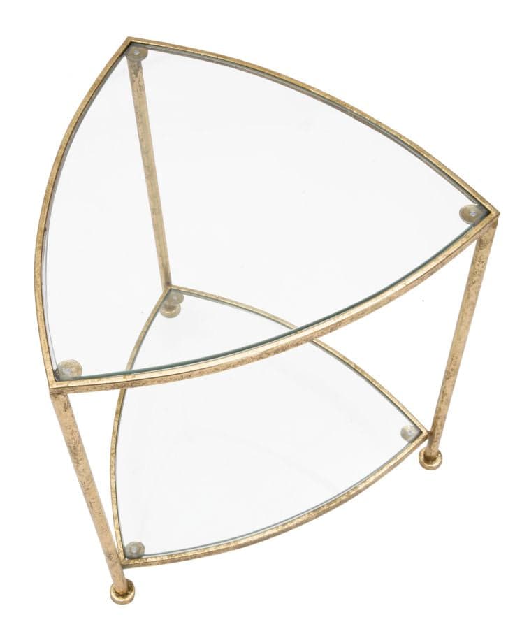 Comodino con 2 ripiani struttura in metallo color oro e vetro per interni in Console e tavoli da divano Decor Space - Altamura, commercioVirtuoso.it