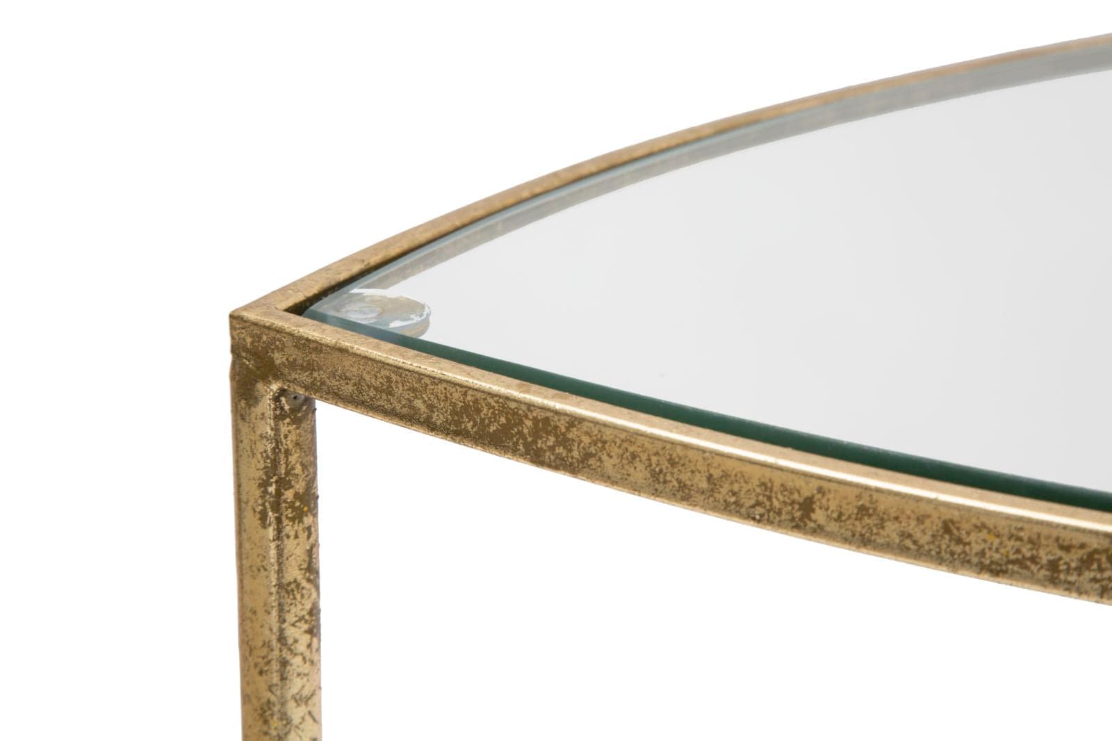 Comodino con 2 ripiani struttura in metallo color oro e vetro per interni in Console e tavoli da divano Decor Space - Altamura, commercioVirtuoso.it