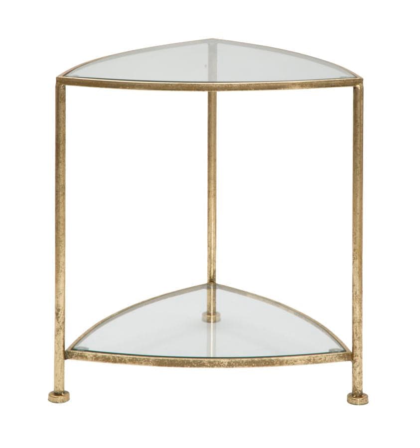 Comodino con 2 ripiani struttura in metallo color oro e vetro per interni in Console e tavoli da divano Decor Space - Altamura, commercioVirtuoso.it