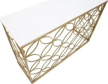 Console struttura in metallo color oro e ripiano in marmo per interni in Credenze Decor Space - Altamura, commercioVirtuoso.it