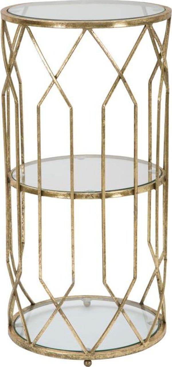 Porta telefono "Tunisi" doppio struttura in ferro color oro e vetro per interni in Console e tavoli da divano Decor Space - Altamura, commercioVirtuoso.it