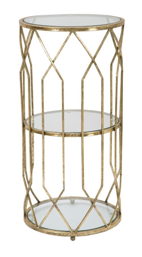 Porta telefono "Tunisi" doppio struttura in ferro color oro e vetro per interni in Console e tavoli da divano Decor Space - Altamura, commercioVirtuoso.it