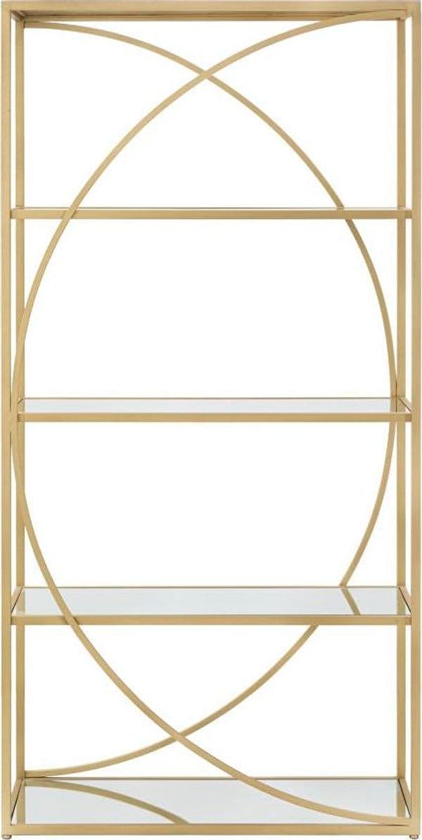 Libreria "Glamy" in metallo color oro con 5 ripiani in vetro per interno in Librerie Decor Space - Altamura, commercioVirtuoso.it