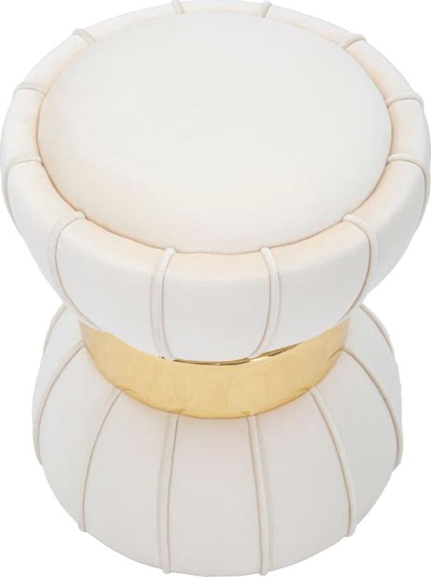 Sgabello "Flower" rotondo in velluto con fascia centrale color oro per interni in Sgabelli Decor Space - Altamura, commercioVirtuoso.it