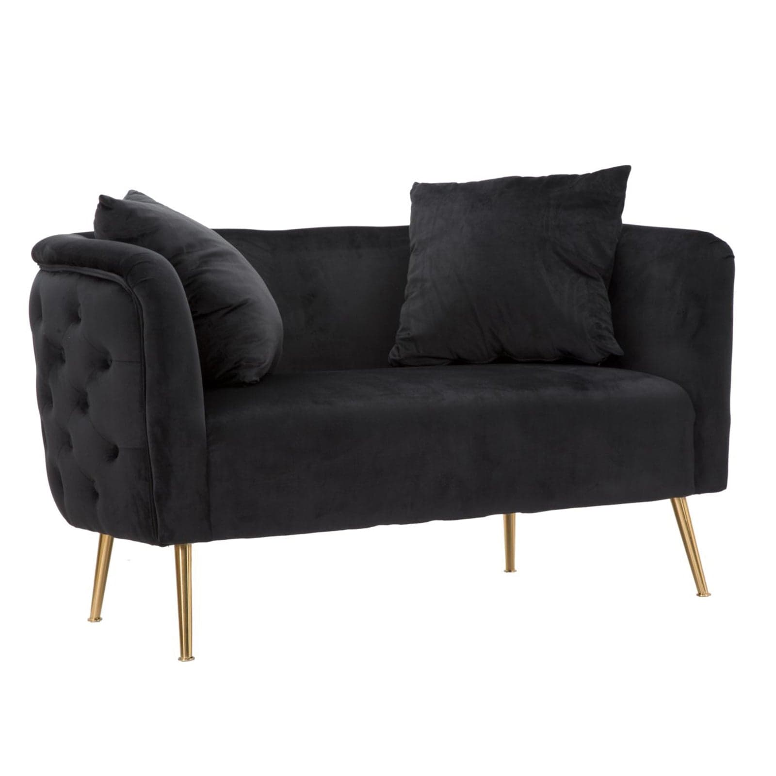 Divanetto "Bucarest" 2 posti in velluto gambe in metallo color oro per interni in Divani Decor Space - Altamura, commercioVirtuoso.it