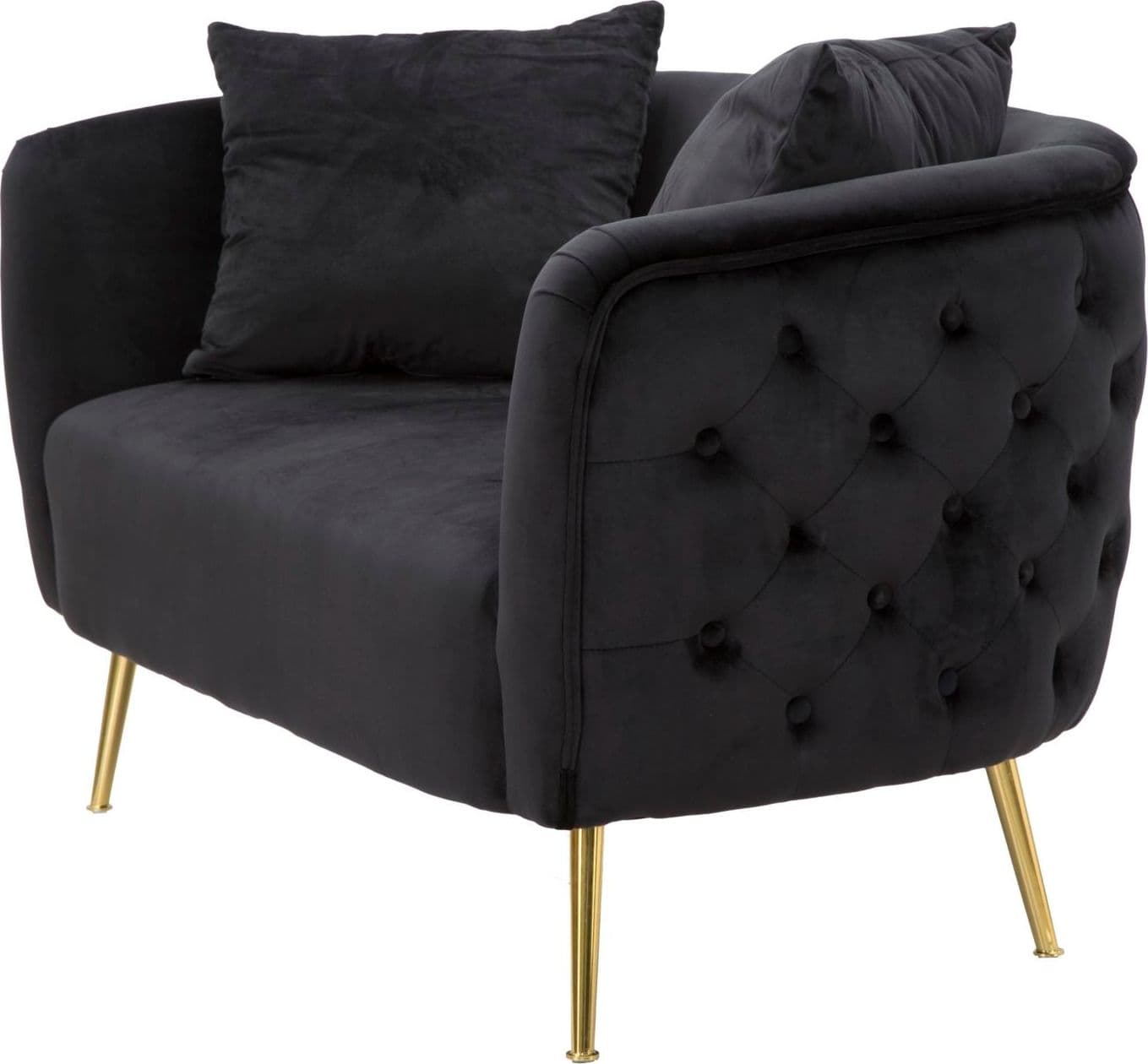 Divanetto "Bucarest" 2 posti in velluto gambe in metallo color oro per interni in Divani Decor Space - Altamura, commercioVirtuoso.it