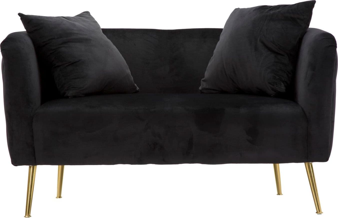 Divanetto "Bucarest" 2 posti in velluto gambe in metallo color oro per interni in Divani Decor Space - Altamura, commercioVirtuoso.it
