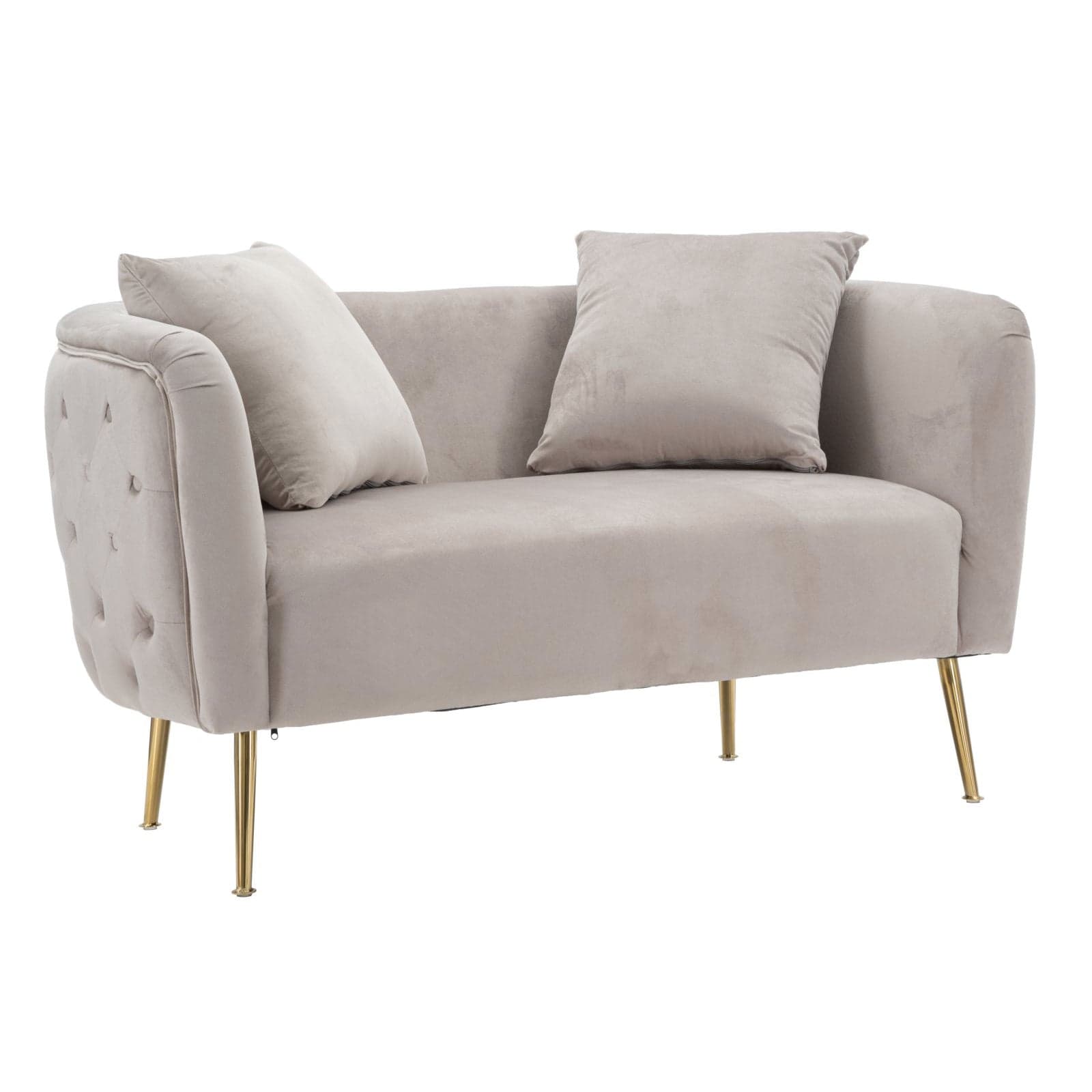 Divanetto "Bucarest" 2 posti in velluto gambe in metallo color oro per interni in Divani Decor Space - Altamura, commercioVirtuoso.it
