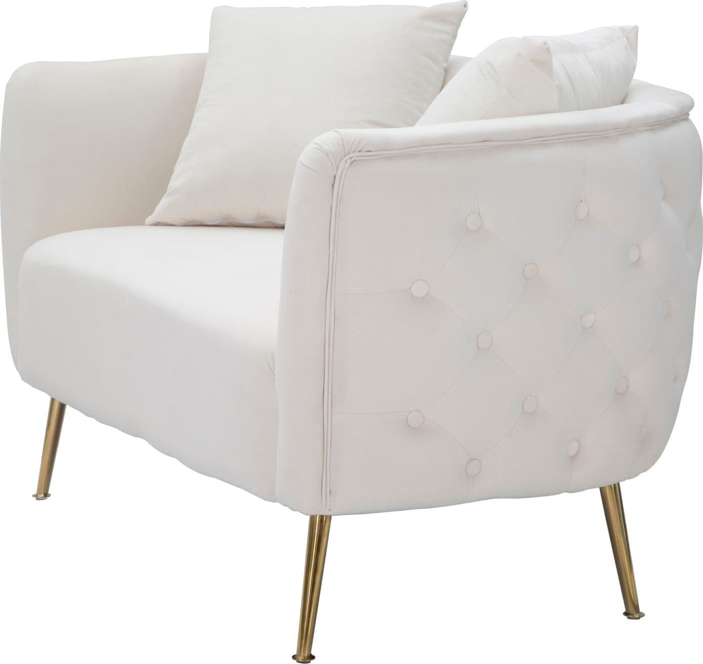 Divanetto "Bucarest" 2 posti in velluto gambe in metallo color oro per interni in Divani Decor Space - Altamura, commercioVirtuoso.it