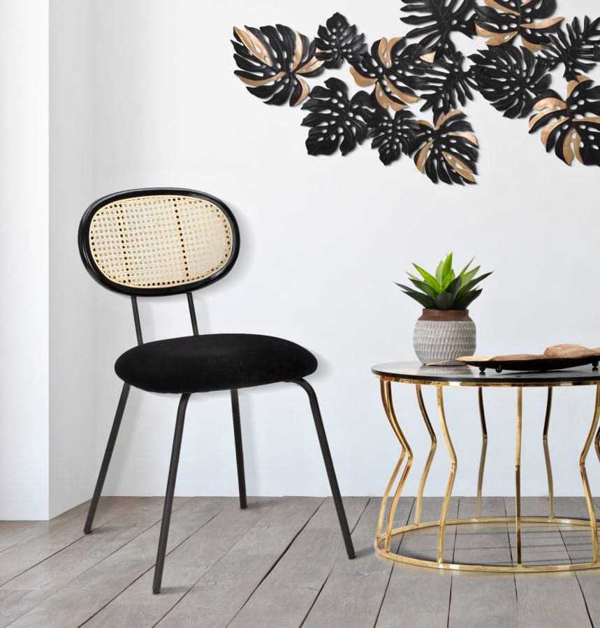 Sedia "Osaka" in tessuto gambe in metallo color nero per interni in Sedie Decor Space - Altamura, commercioVirtuoso.it