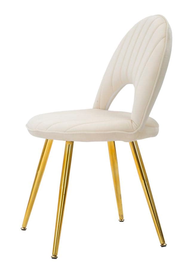 Sedia "Flex" in velluto color crema e gambe in metallo color oro per interni in Sedie Decor Space - Altamura, commercioVirtuoso.it
