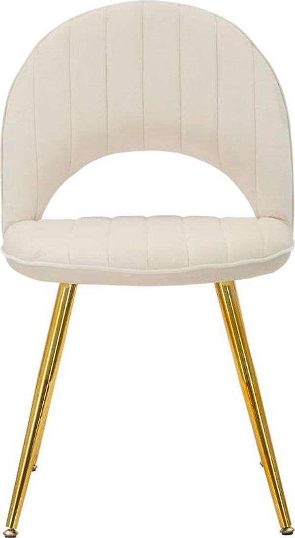 Sedia "Flex" in velluto color crema e gambe in metallo color oro per interni in Sedie Decor Space - Altamura, commercioVirtuoso.it