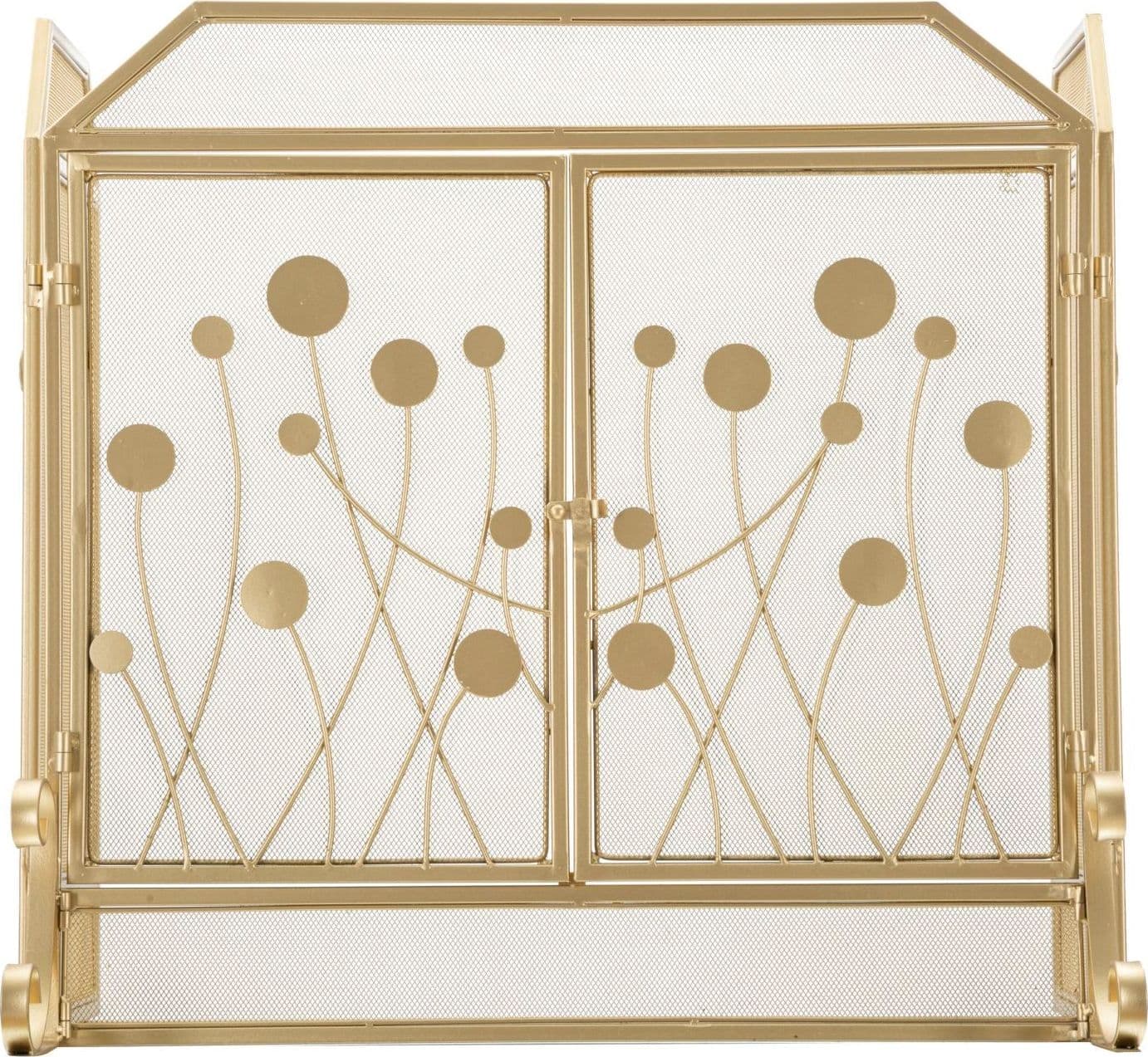 Parascintille-con-3-ante-struttura-in-metallo-color-oro-per-camini