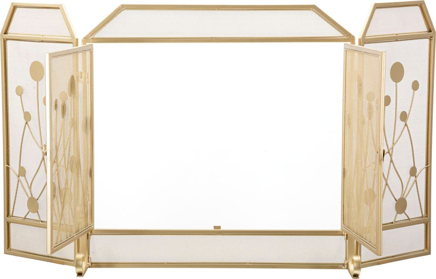 Parascintille-con-3-ante-struttura-in-metallo-color-oro-per-camini