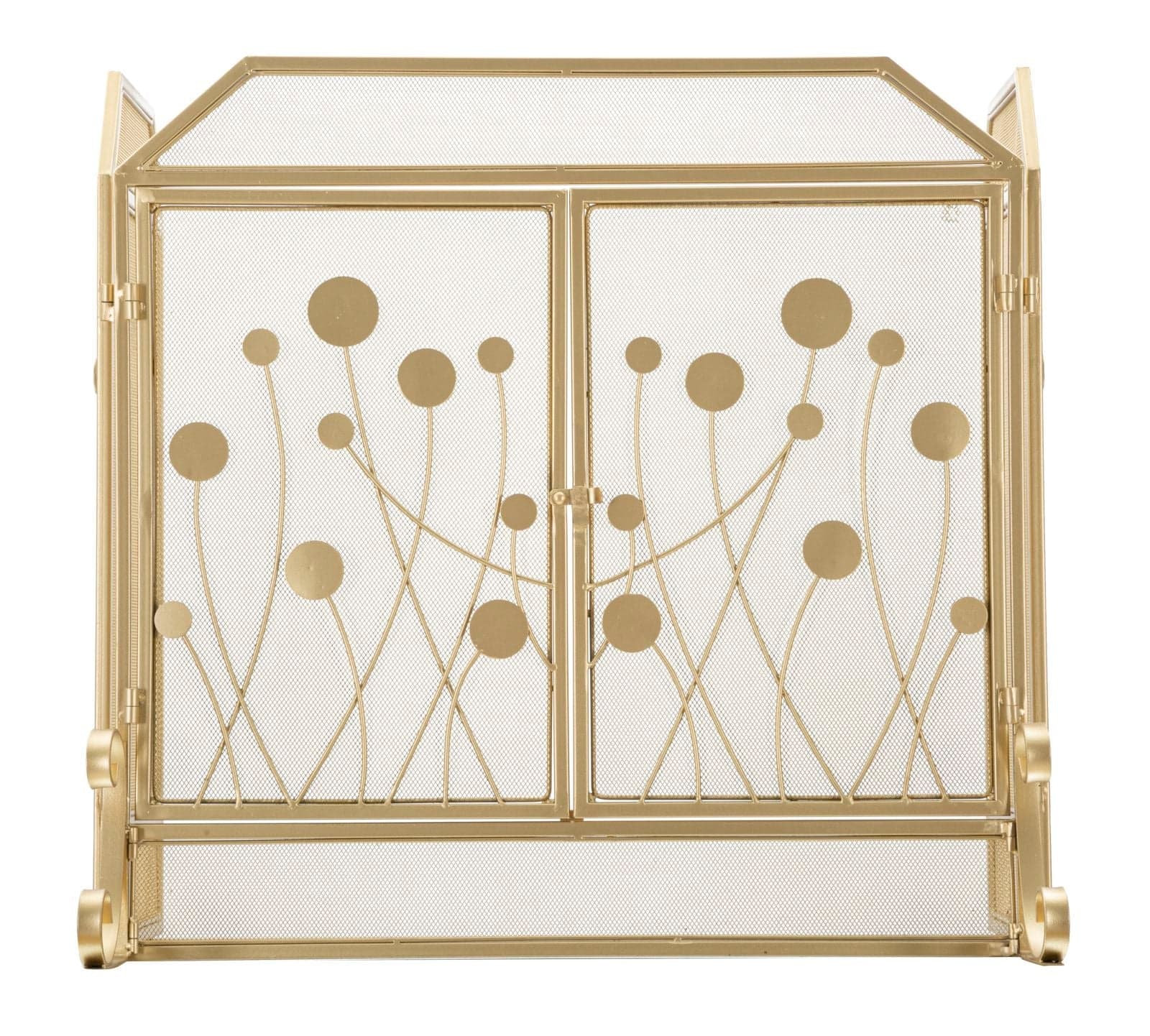 Parascintille con 3 ante struttura in metallo color oro per camini in Bracieri Decor Space - Altamura, commercioVirtuoso.it