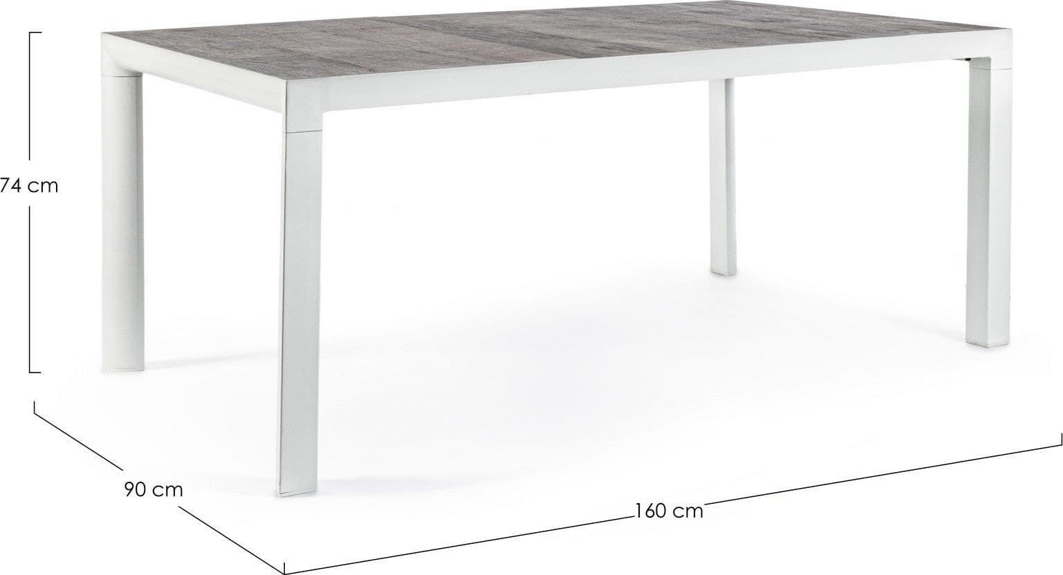 Tavolo rettangolare "Mason" con struttura in alluminio, piano in ceramica in Tavoli standard Decor Space - Altamura, commercioVirtuoso.it
