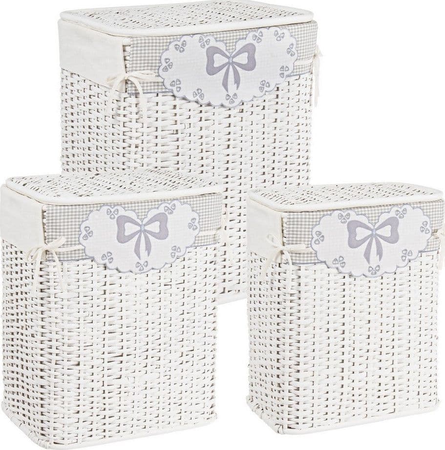 Set 3 porta biancheria "Kis" grigio in rattan e bambù in Organizer per cassetti Decor Space - Altamura, commercioVirtuoso.it