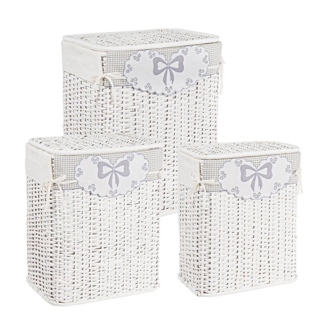 Set 3 porta biancheria "Kis" grigio in rattan e bambù in Organizer per cassetti Decor Space - Altamura, commercioVirtuoso.it