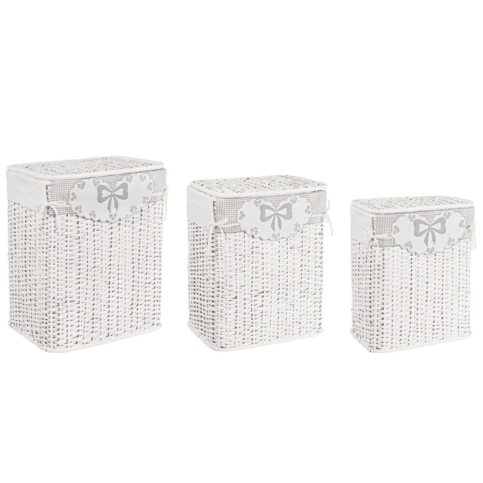 Set 3 porta biancheria "Kis" grigio in rattan e bambù in Organizer per cassetti Decor Space - Altamura, commercioVirtuoso.it