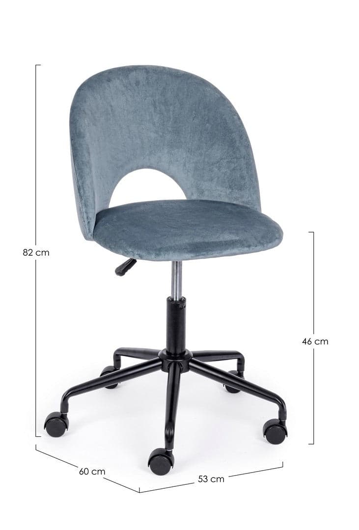 Sedia "Linzey" da ufficio ergonomica, rivestimento in velluto, con ruote, altezza regolabile in Poltrone Decor Space - Altamura, commercioVirtuoso.it