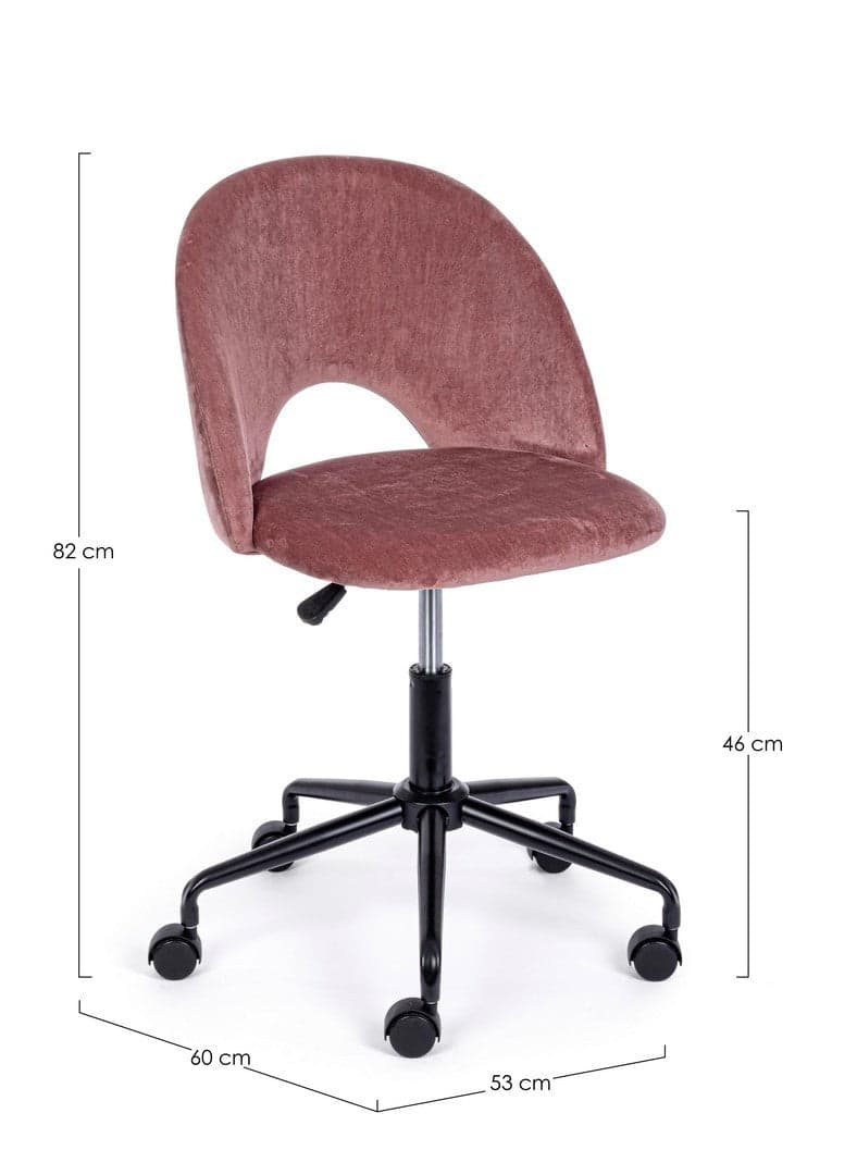 Sedia "Linzey" da ufficio ergonomica, rivestimento in velluto, con ruote, altezza regolabile in Poltrone Decor Space - Altamura, commercioVirtuoso.it