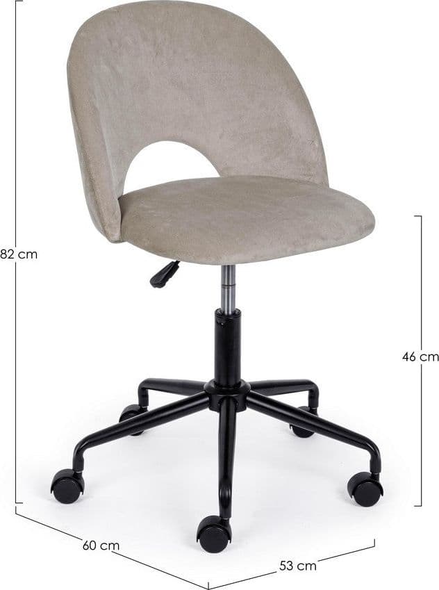 Sedia "Linzey" da ufficio ergonomica, rivestimento in velluto, con ruote, altezza regolabile in Poltrone Decor Space - Altamura, commercioVirtuoso.it