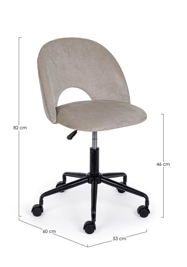Sedia "Linzey" da ufficio ergonomica, rivestimento in velluto, con ruote, altezza regolabile in Poltrone Decor Space - Altamura, commercioVirtuoso.it